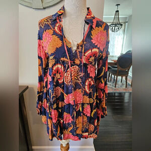 Jaase Women's Size XS Fall Floral Boho Flowy Hippie Top Rayon New w/ Tag